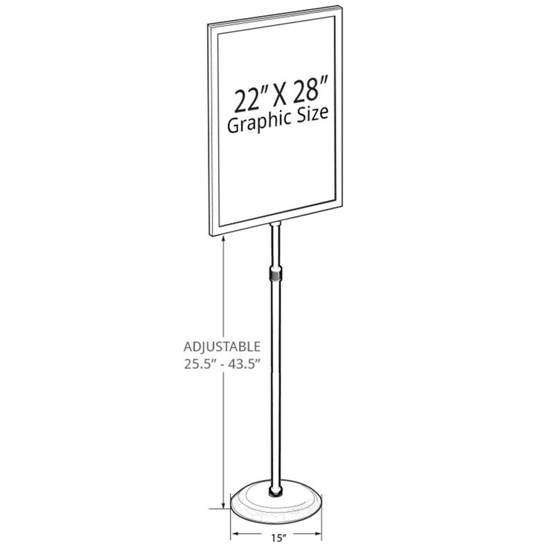 22"W x 28"H Two-Sided Slide-In Floor Stand on Chrome Base