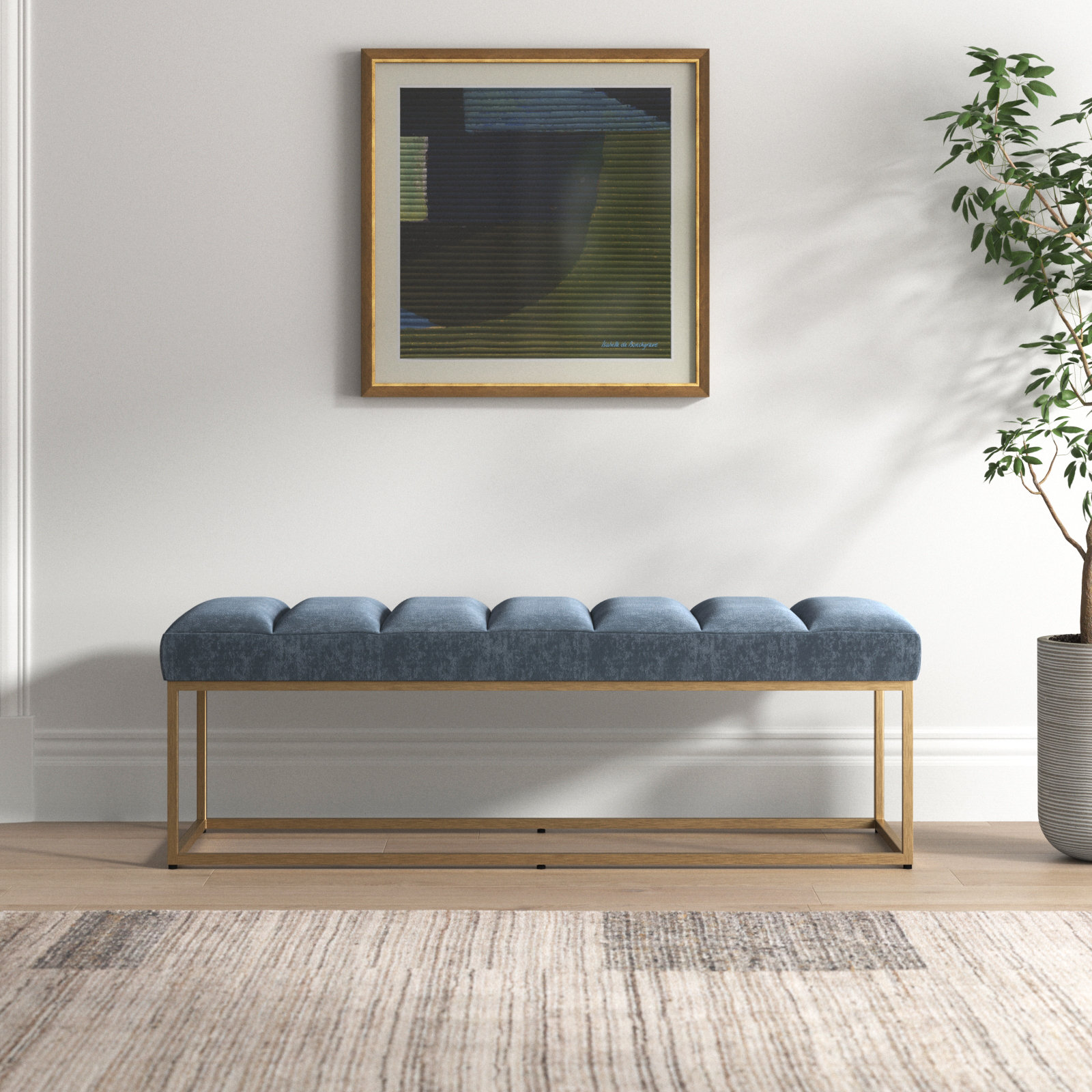 Audie Upholstered Bench, Blue
