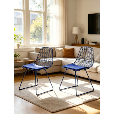 Chaises de bistro en métal Industrial, chaises d'appoint en similicuir rembourrées à dossier géométrique moderne, chaise en métal robuste et légère, chaise de café de cuisine intérieure et extérieure avec patins anti-rayures