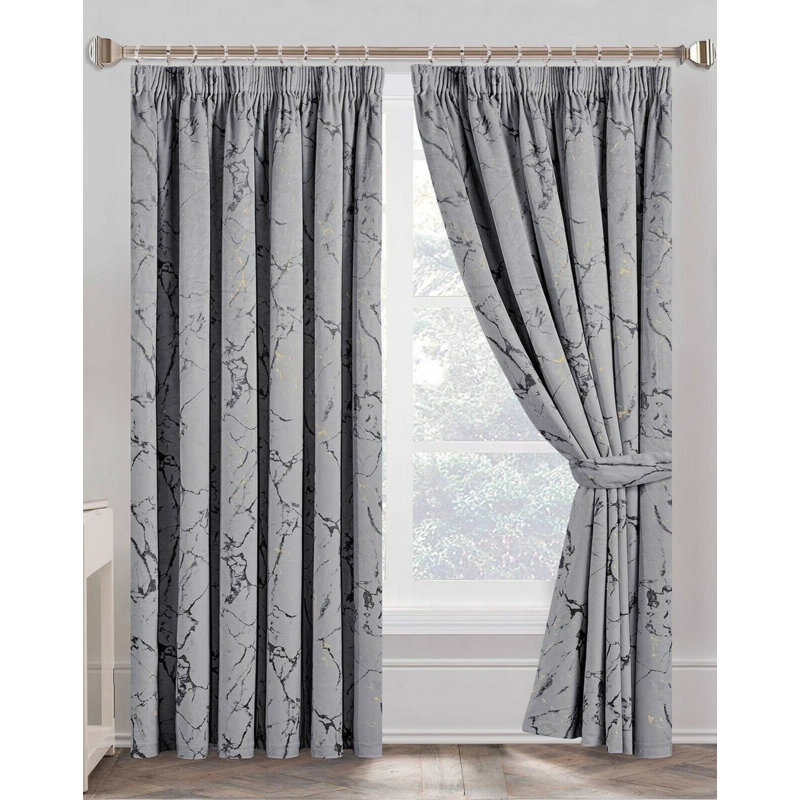 Ardane Blackout Curtain Pair, 168 W x 137 D cm, Silver