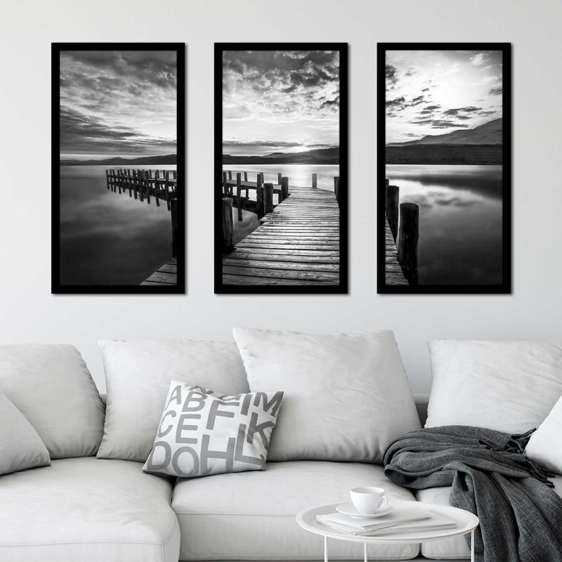 «Evening Dock» par Mike Calascibetta - Photographie de cadre 3 pièces, L 40,5 po x H 25,5 po x P 1 po