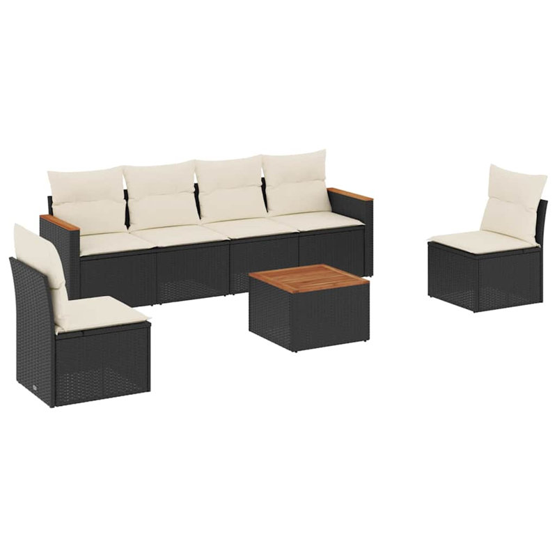 Ensemble de canapé de jardin Vidaxl noir, blanc crème