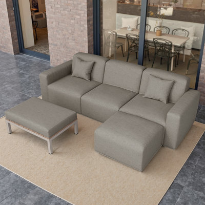 Ensemble de patio modulaire Phu Ultimate 5 pièces, 2 fauteuils + chaise sans accoudoirs + pouf + table basse, tissu résistant aux intempéries et aux UV, aucun assemblage requis