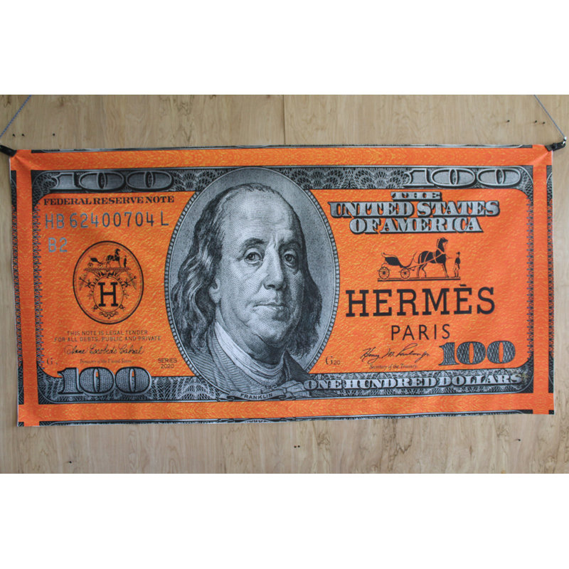 Collection Nifao, conception moderne de Hernes, signe du dollar, toile non encadrée roulée 44 x 86