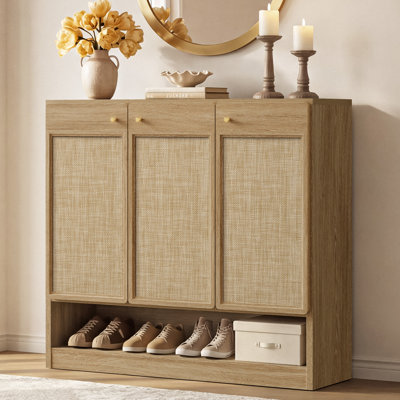 Consiglia 46" Boho Shoe Storage Cabinet with Boot Compartment and Adjustable Shelves
