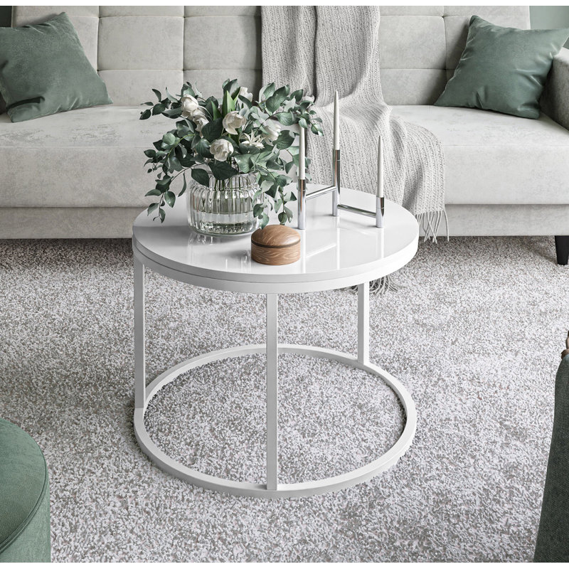 Darianna Frame Coffee Table, 42cm H x 60cm L x 60cm W, White/White