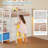 Twin Size Low Loft Bed With Built-In Desk, Metal Loft Bed With 6 Storage Drawers, Open Bookshelf, Under-Bed Play Tent With Led Lights,Safety Guardrail & Inclined Ladder, White & Multicolor-1200554858