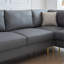 Canapé d'angle modulaire en cuir technique en L avec coussins
