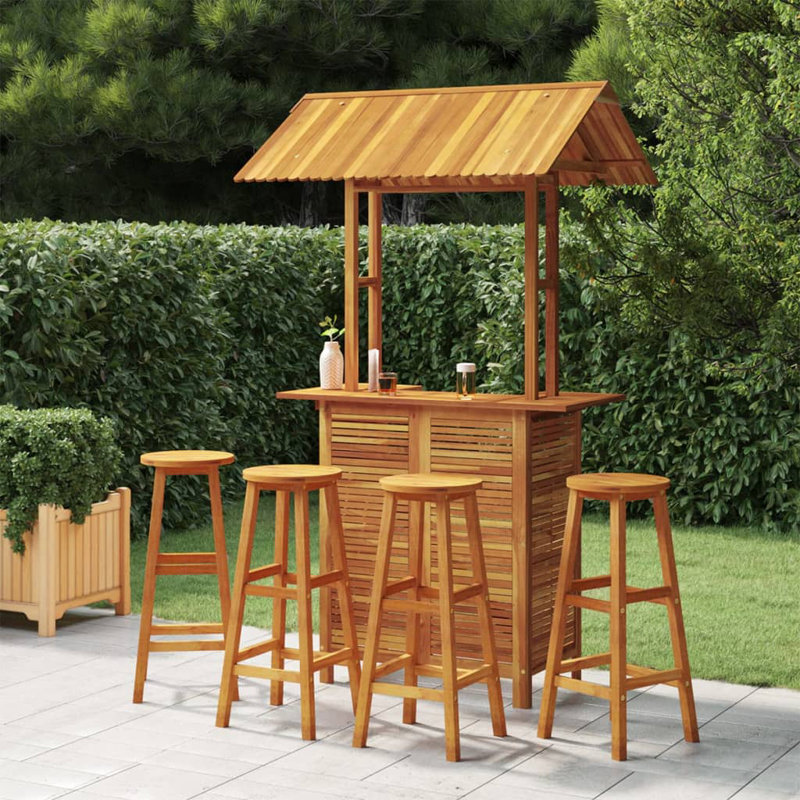 Bar Set Wood Frame Material, Brown