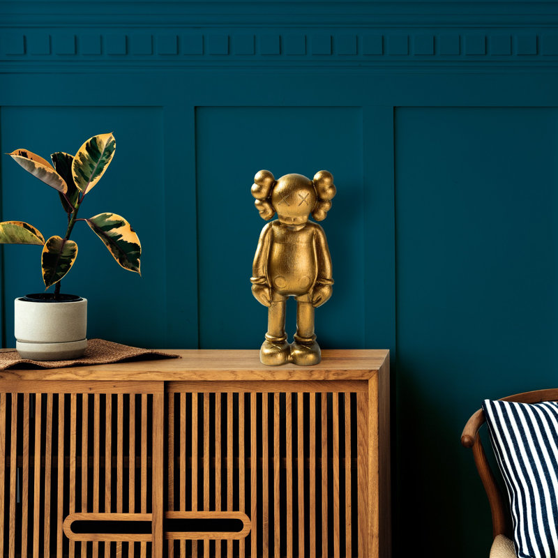 Hand-Painted Decorative Object, Gold Finish, 4.7 x 10.2 x 3.1 inches | 100% Polyester Material | Unique Home Accent with Elegant Design, Ideal for Living Room, Office, or Gallery Display, Color Variations May Occur