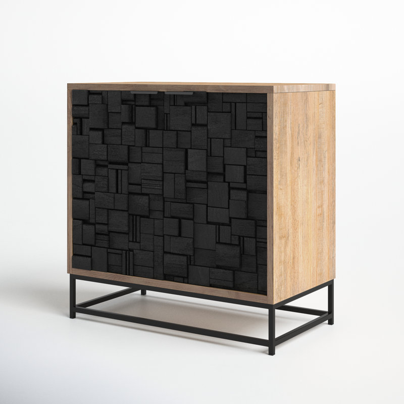 Black Parquet Pattern Solid Wood Storage Cabinet