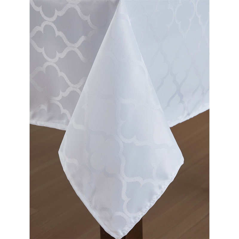 Sarok Rectangle Geometric Jacquard Tablecloth, 70" L x 52" W, White