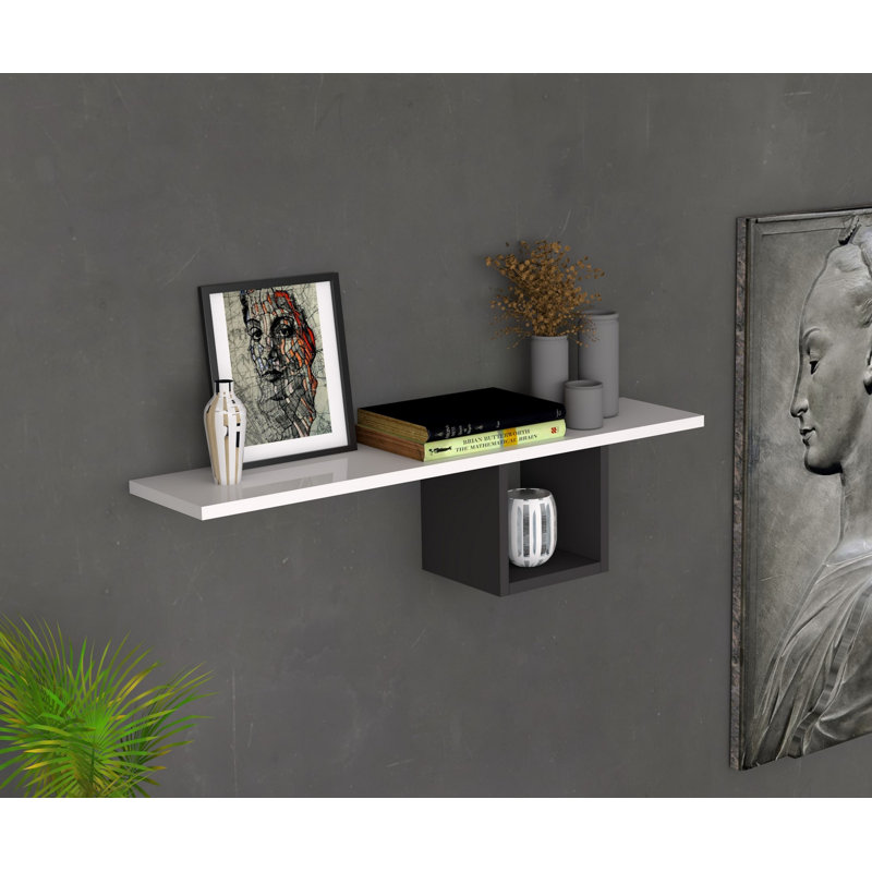 Tablette flottante 2 pièces Damaury, Blanc / gris anthracite
