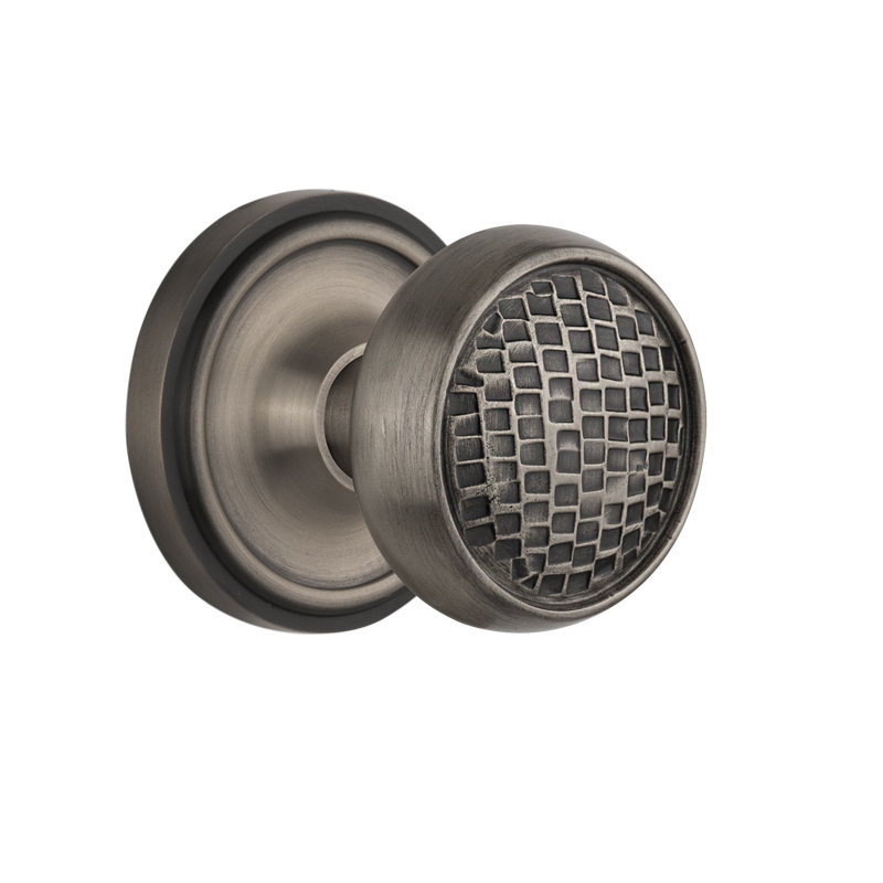 Classic Rosette with Craftsman Door Knob, Antique Pewter, 2.375"