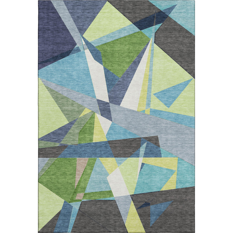 Premium Machine Washable Harjo AMF1609 Geometric Rug, Rectangle 5' x 7'6"