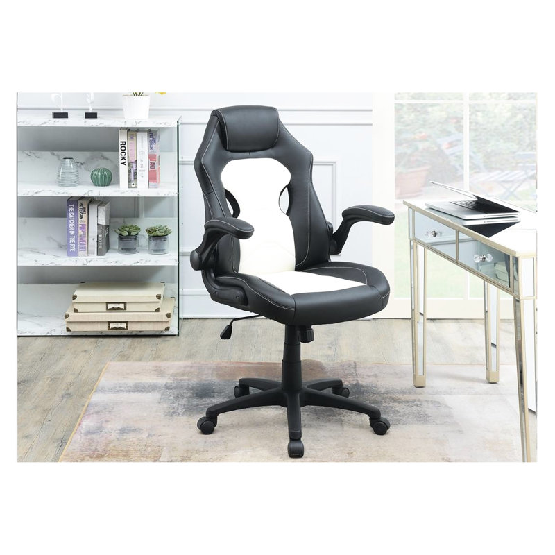 Chaise de bureau Araceli noir et blanc, hauteur réglable, dossier pour une décoration élégante