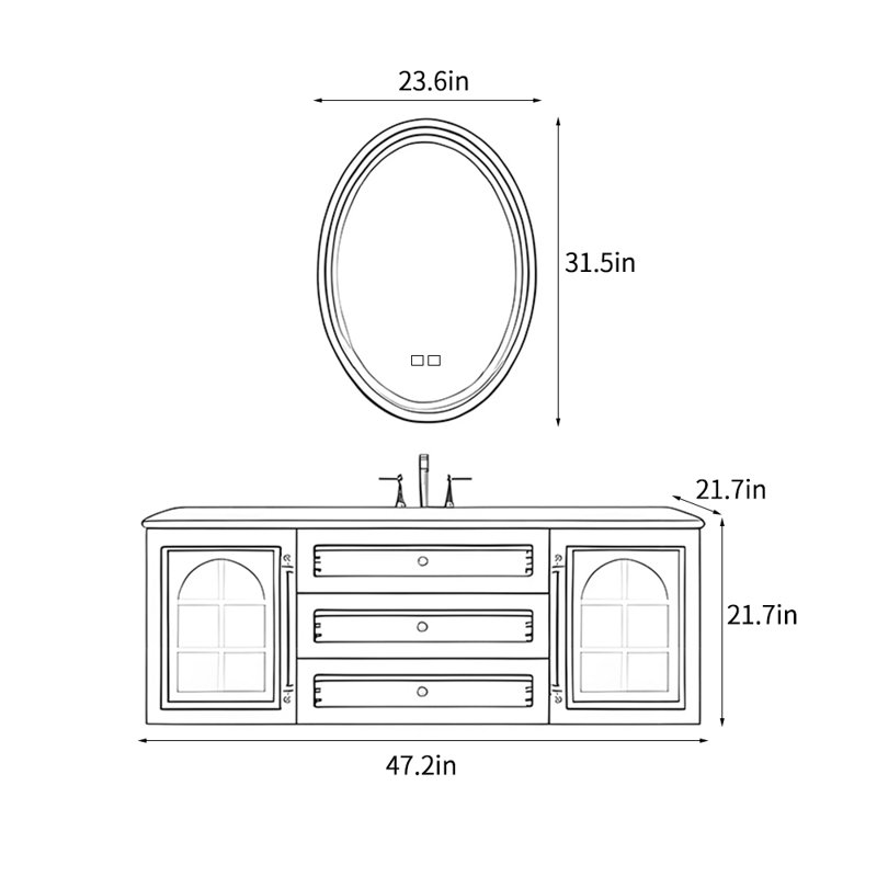 Armoire de salle de bain luxueuse de style français, Beige