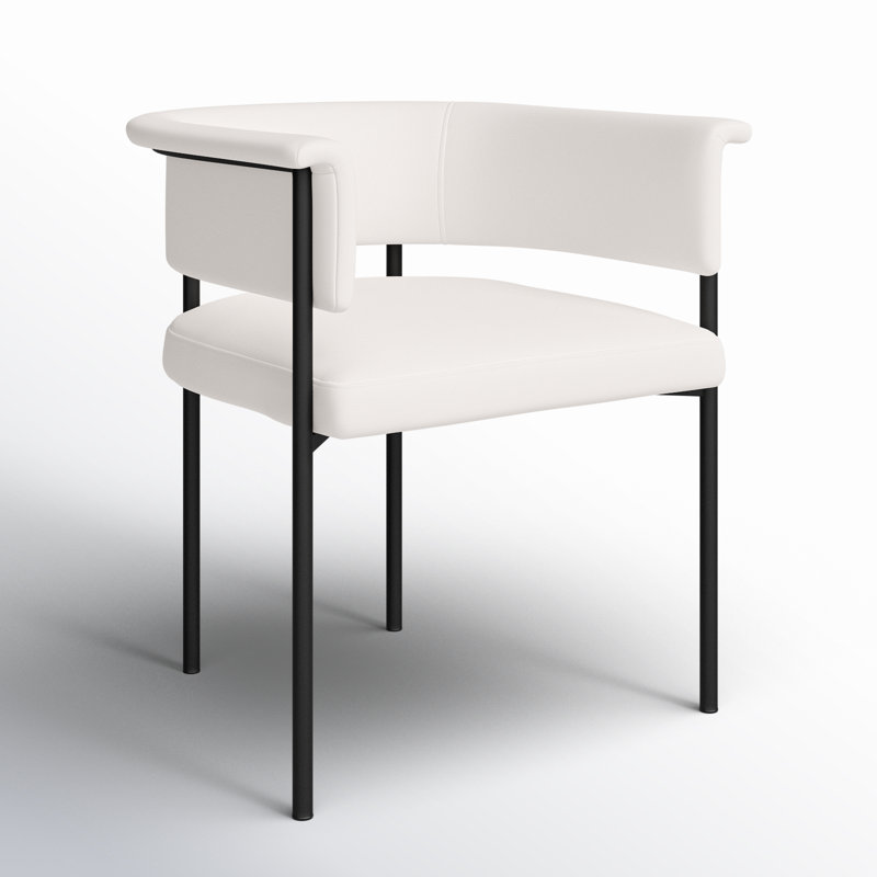 Cream Upholstered Low Back Side Chair with Metal Legs