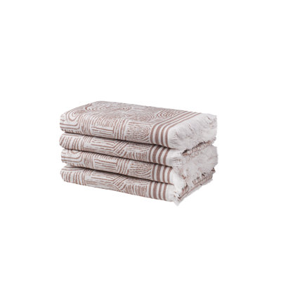 ARCANA Set of 4 Bath Towels Coffee | Lightweight, Quickdry, Decorative, Luxury, with Fringes
