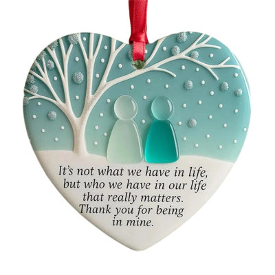 Heart-Shaped Sea Glass Friendship Decor Friendship Heart Keepsake Friendship Heart Ornament For Christmas Tree Hanging Ornaments
