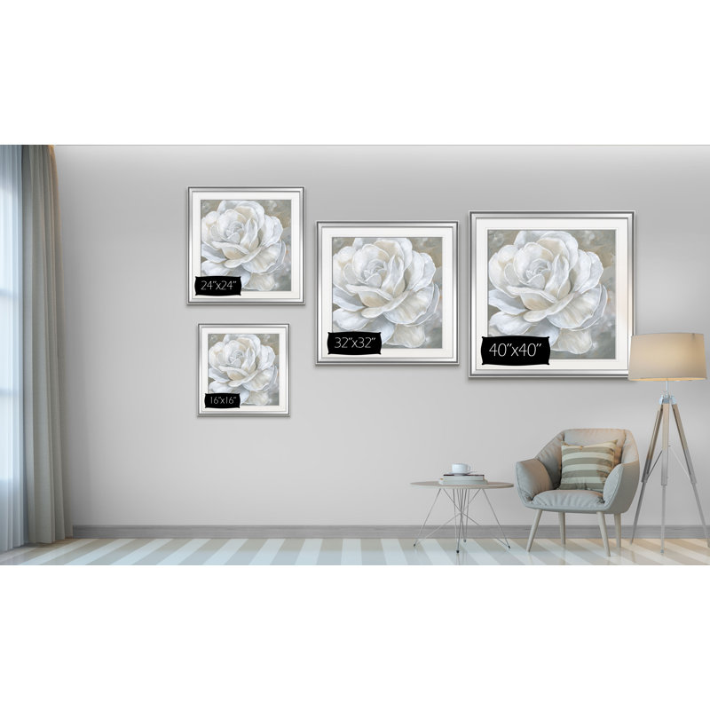 Arminas " Bombshell Bloom II ", 28" H x 28" W, Framed Print, Silver