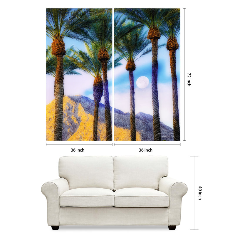«Moonlit Oasis On Glass», impression 2 pièces