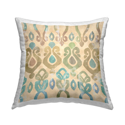 Coussin d'extérieur à motif géométrique motif de formes terreuses par Flora Kouta