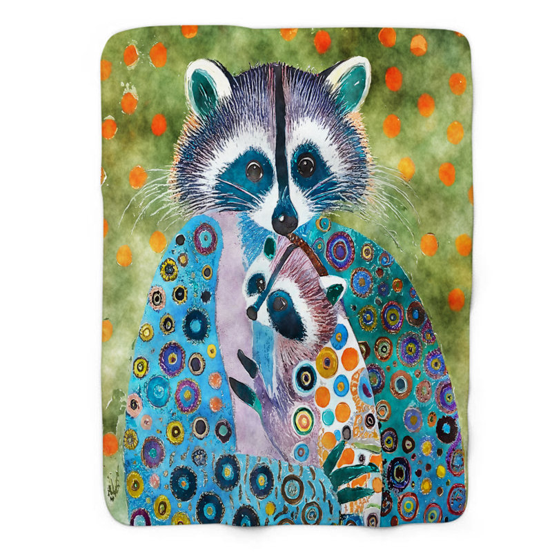 Motif Groovy - 1 pièce Sherpa Premium, Lit simple, Imprimé animal vert / orange / bleu