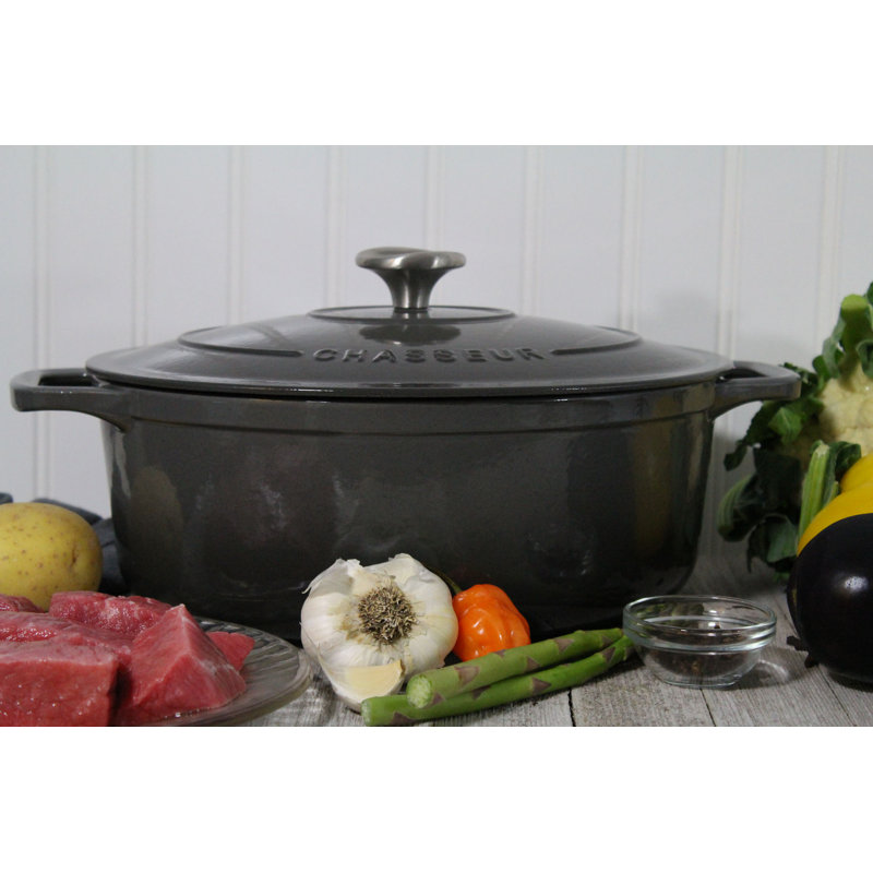 Four en fonte française chasseur, 3,8 pte, Gris caviar