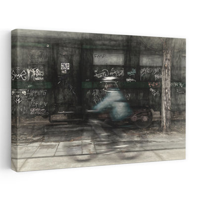 «Urban Motion Blur Rider Abstract Contemporary City Tree», reproduction d'art murale