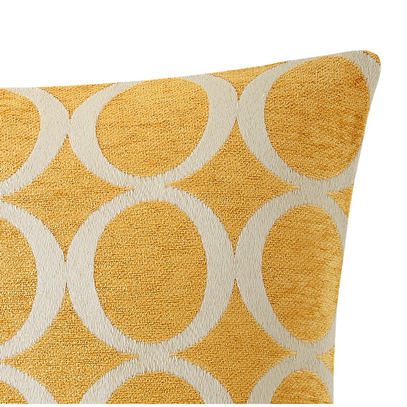 Broward Oh Geometric Cushion with Feather Filling, Ochre, 45cm H x 45cm W x 15cm D