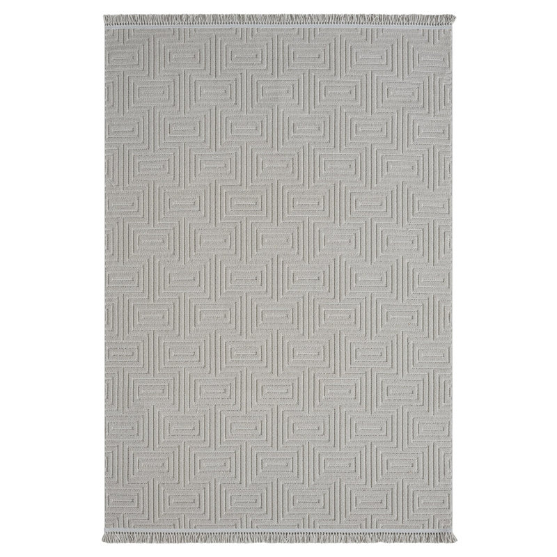 Leteisha Gray Geometric Area Rug, Rectangle 4' x 5'11"