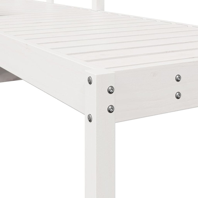 Sun Lounger 78.5"X24.4"X21.7" Solid Wood Pine, White