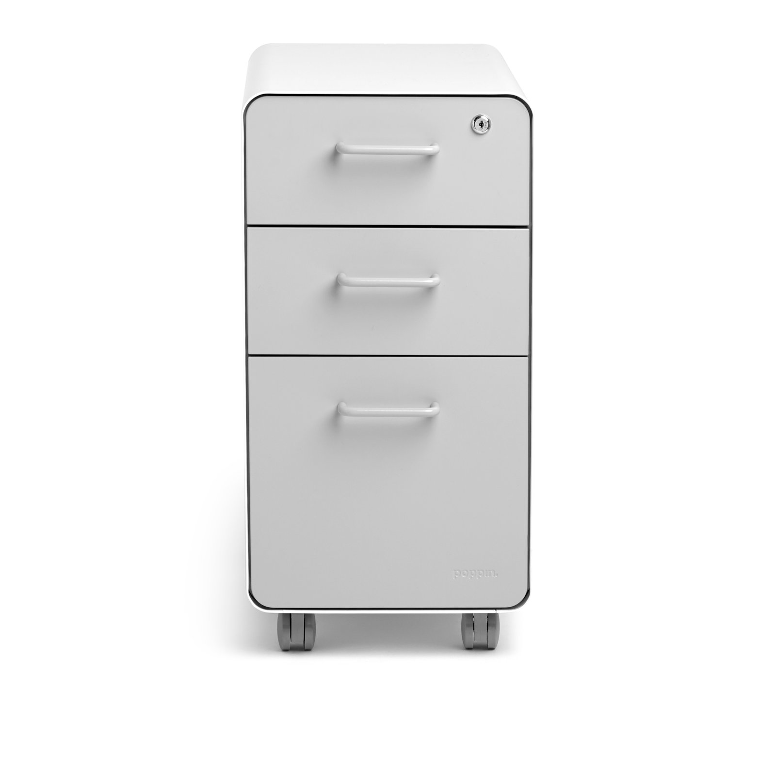 Stow Slim 3-Drawer Cabinet, Black, With Caster