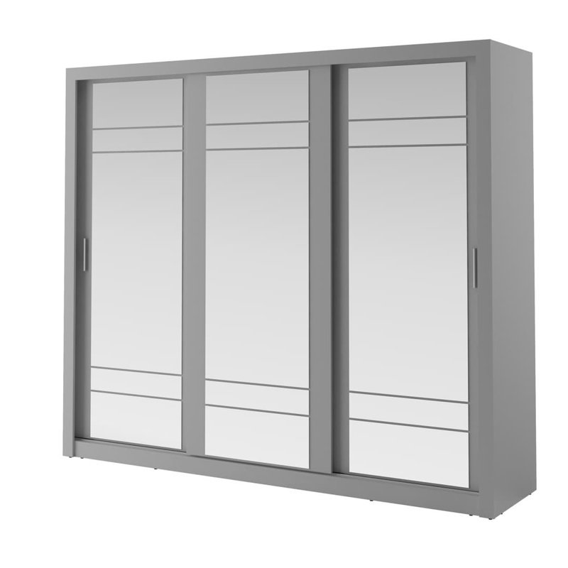 Neeyah 3 Door Manufactured Wood Wardrobe, Grey
