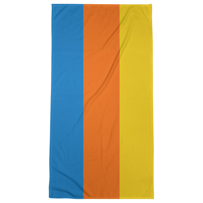 Bath Towel, Blue/Red-Orange/Yellow, Polyester/Cotton