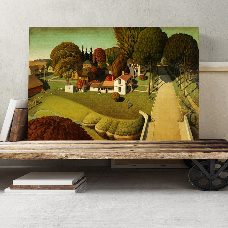 Grant Wood - Wrapped Canvas Painting, 35cm H x 50cm W
