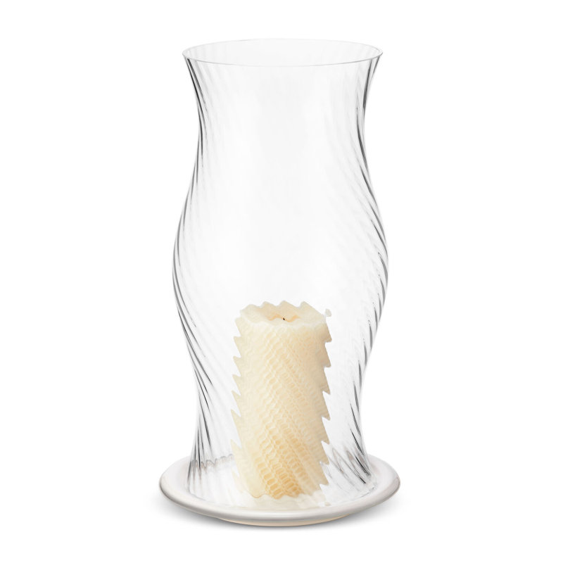 Milla Hurricane Candle Holder, 14.6" H x 8.8" W x 8.8" D, Cream