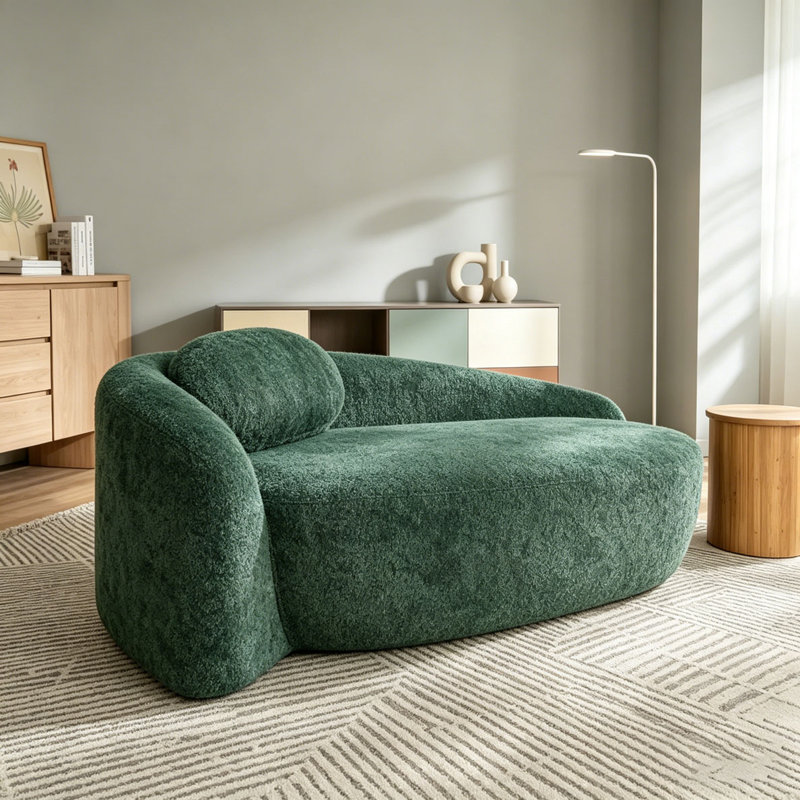 Méridienne moderne avec dossier intégré, accoudoir latéral et coussin Modern, Vert