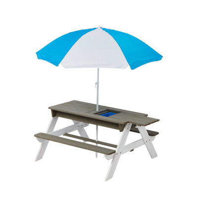 Highland Dunes Backyard ' Sand And Water Table With Adjustable Umbrella - 31 Picnic For Outdoor Playful Time Portable Play Dates Fun