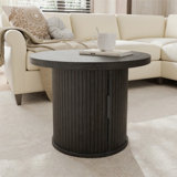 Tambour Design Round Coffee Table with Storage