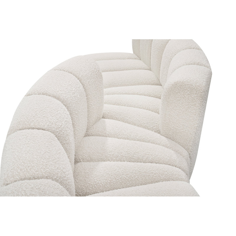 Ivancea Upholstered Curved Sectional Reversible, Cream Boucle Fabric