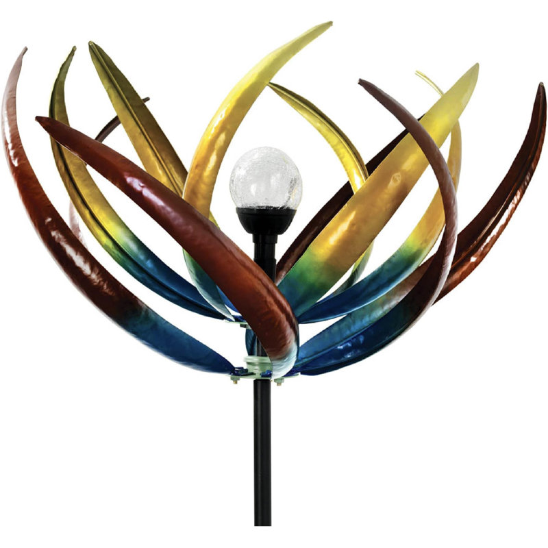 74" Multi-Color Tulip Wind Spinner with Solar Glass Ball