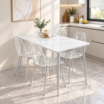 Modern Transparent Acrylic Dining Chairs with Sleek Metal Legs (Set of 4)