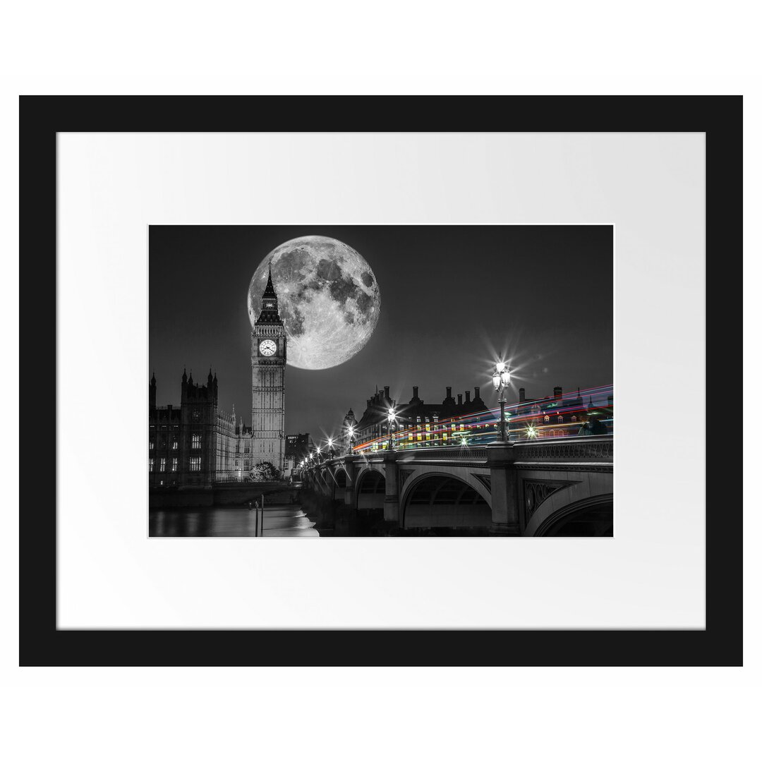 Gerahmtes Poster Big Ben mit Mond London