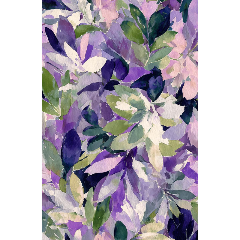 Purple Botanical Wallpaper Watercolor Peel And Stick Floral Wall Mural