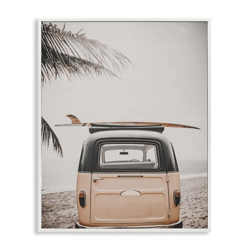  «Endless Summer Beach Van Giclee» par LSR Design Studio, H 14 po x l 11 po, Blanc