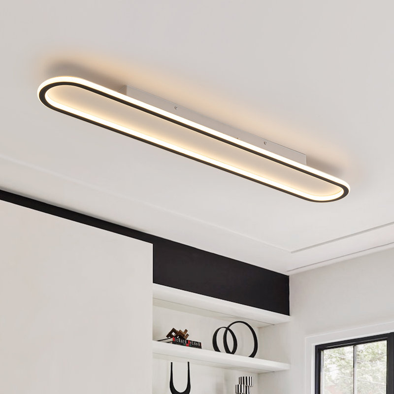 Plafonnier semi-encastré rond à DEL 1 lumière Kesly, 2.4" H x 39.4" W x 5.9" D