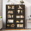 Vitrine en fer avec portes en verre, bibliothèque en acier à 5 niveaux avec lumières DEL