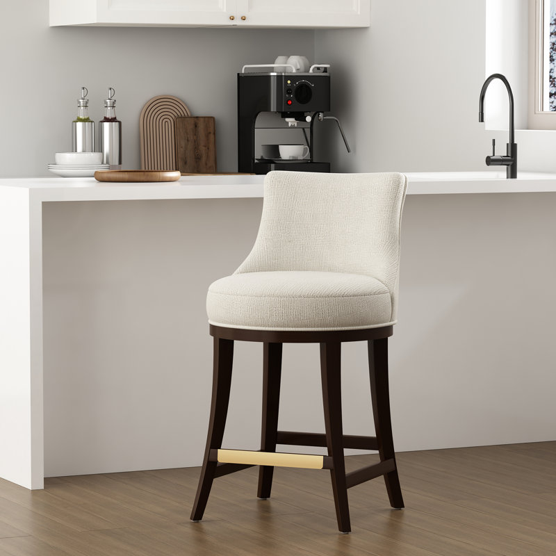 Tabouret de bar en chenille Lucia, Naturel, Tabouret de bar (siège d'une hauteur de 29,4 po), 1